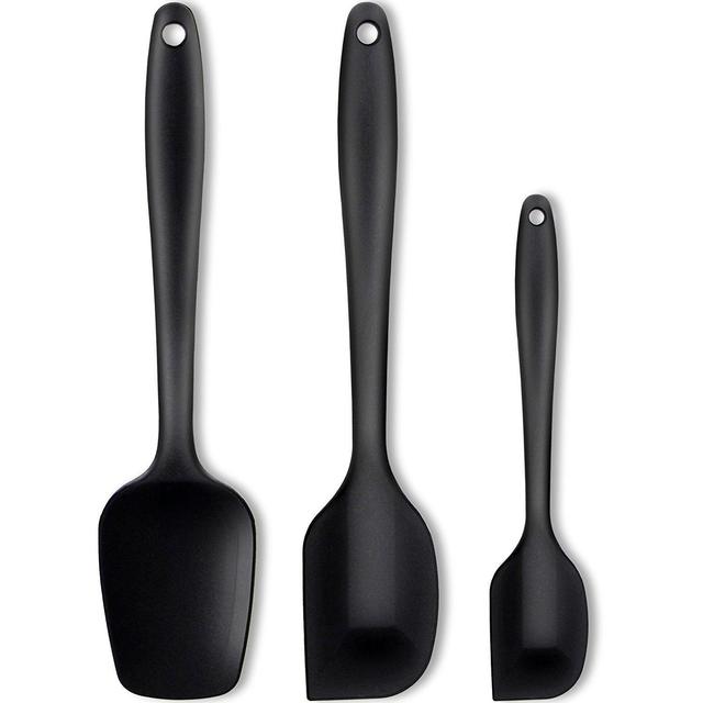 Silicone Spatula 3-piece Set,Heat-Resistant Spatulas,Non-stick Rubber Spatulas with Stainless Steel Core(Black)