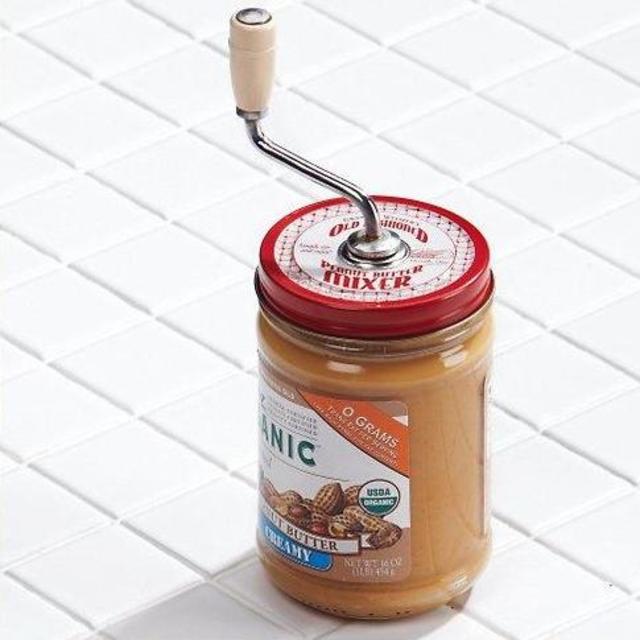 Grandpa Witmer’s Old Fashioned Mess-Free Nut Butter and Natural Peanut Butter Mixer, Made in America, BPA Free, Fits 16-Ounce Jars with 3-Inch Lids