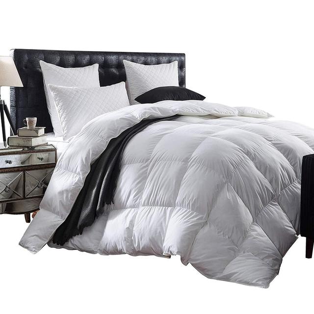 Luxurious 1200 Thread Count Goose Down Comforter Duvet Insert, King Size, 1200TC - 100% Egyptian Cotton Cover, 750+ Fill Power, 50 oz Fill Weight, White Color