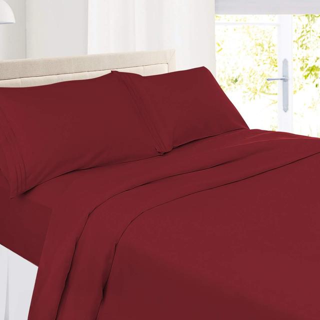 Nestl Bedding 4 Piece Sheet Set - King Burgundy Red