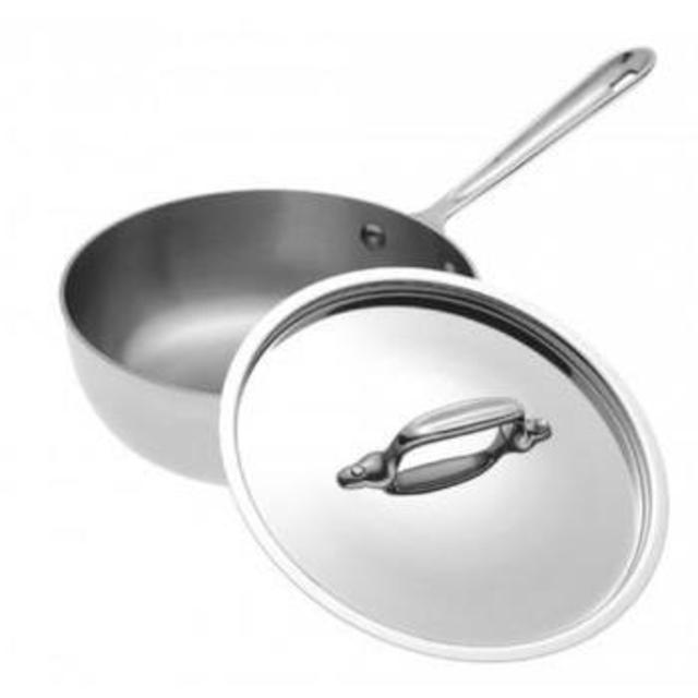 All-Clad 4213 Stainless Steel Tri-Ply Bonded Dishwasher Safe Saucier Pan with Lid / Cookware, 3-Quart, Silver
