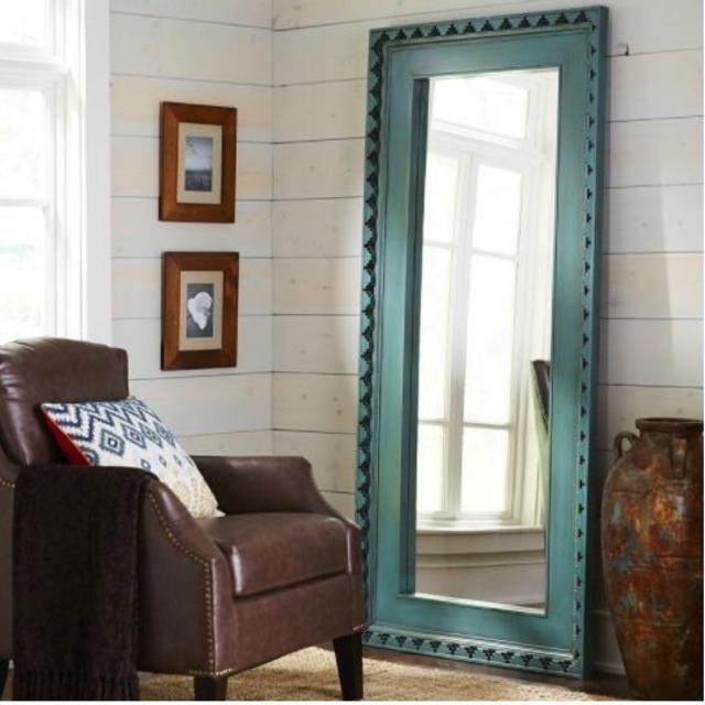 Smoke Blue Floor Mirror