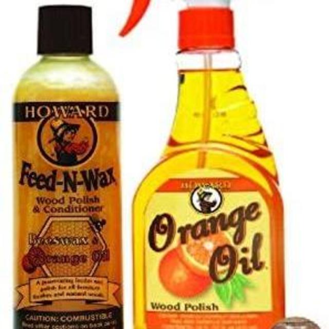 Howard Feed N Wax Wood Polish and Conditioner, and Howard Orange Oil Wood Polish, Wood Furniture Cleaner and Teak Wood Cleaner