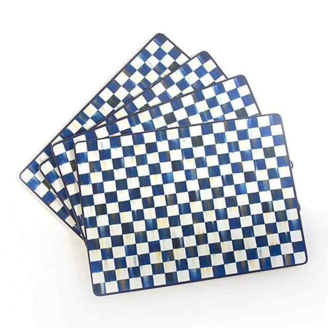 MacKenzie Childs Royal Check Cork Back Placemats - Set of 4