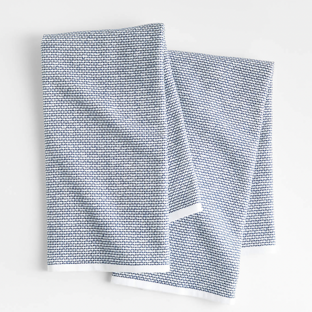 Textured Terry Deep Sea Blue Dish Towels, Set of 2