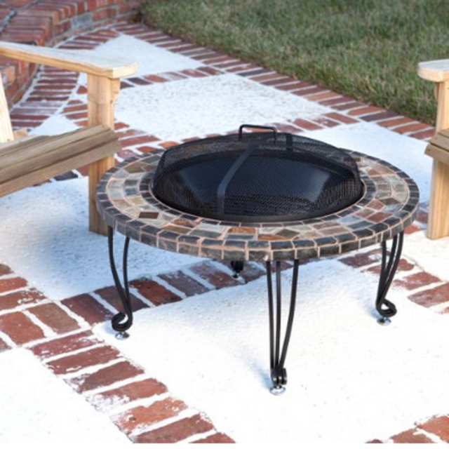 AmazonBasics Natural Stone Fire Pit with Copper Accents, 34-Inch