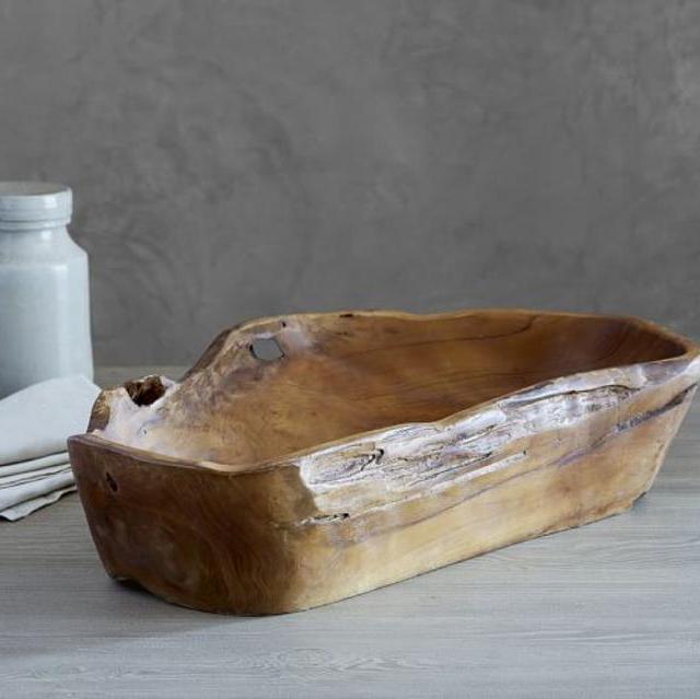 Low Round Live Edge Dough Bowl