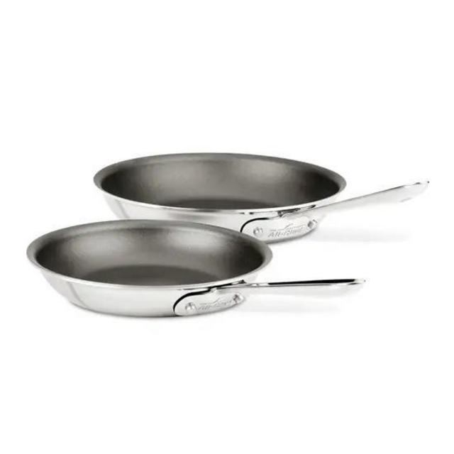 D5 Stainless Polished 5-ply Bonded Cookware Set, 2 piece Nonstick Fry Pan Set, 8 & 10 inch