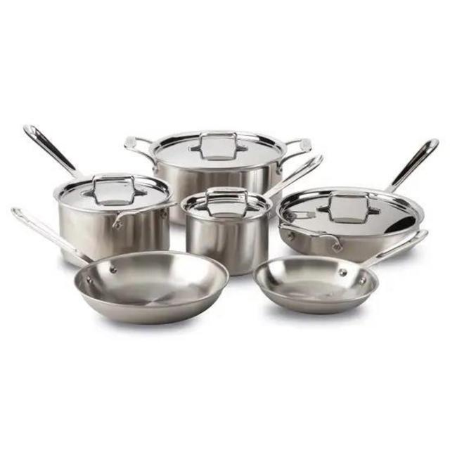 All-Clad Stainless Brushed Cookware Set, 10 piece Set