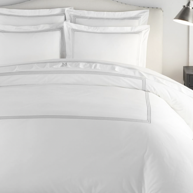 Organic Percale Duvet Cover King Size in Gray Mist