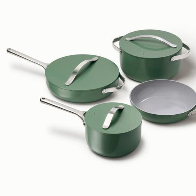 Sage Green ceramic-coated cookware