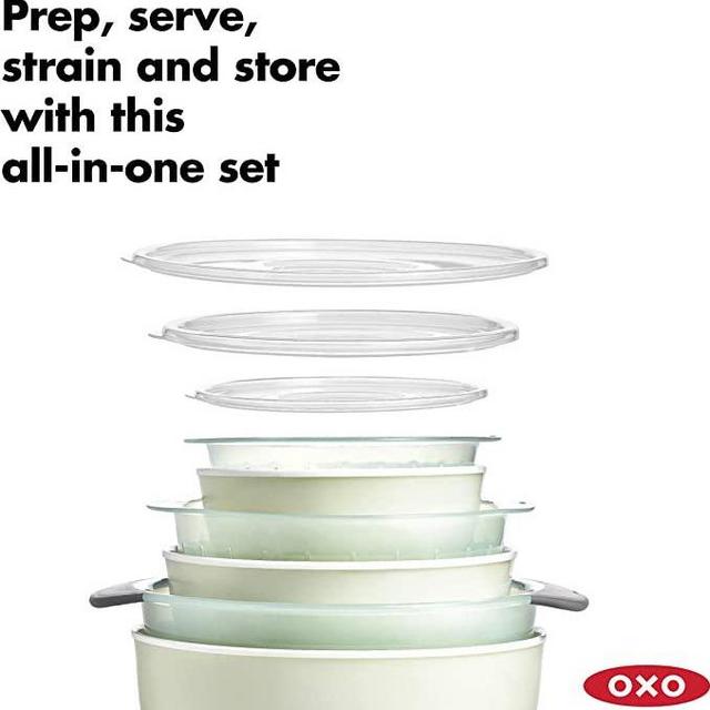 OXO Good Grips 9-Piece Nesting Bowl & Colander Set, Sea Glass