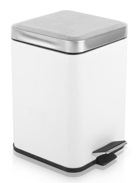 BINO Stainless Steel 1.6 Gallon / 6 Liter Square Step Trash Can, Matte White