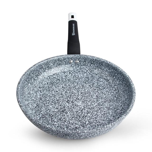 WaxonWare Deep Frying Pan With Stonetec (PTFE, PFOA and APEO Free) Ceramic Non-Stick Coating With Induction Bottom & Table Trivet (Dishwasher Safe) (11-Inch)