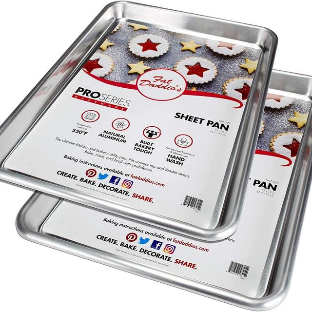 Fat Daddio's Half Sheet Pan Natural Aluminum, (13 x 18 Inch), 2-Pack, Silver