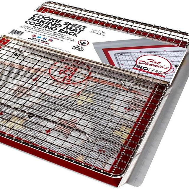 Fat Daddio's Cookie Sheet, Silicone Mat & Cooling Rack Set, 3 Piece