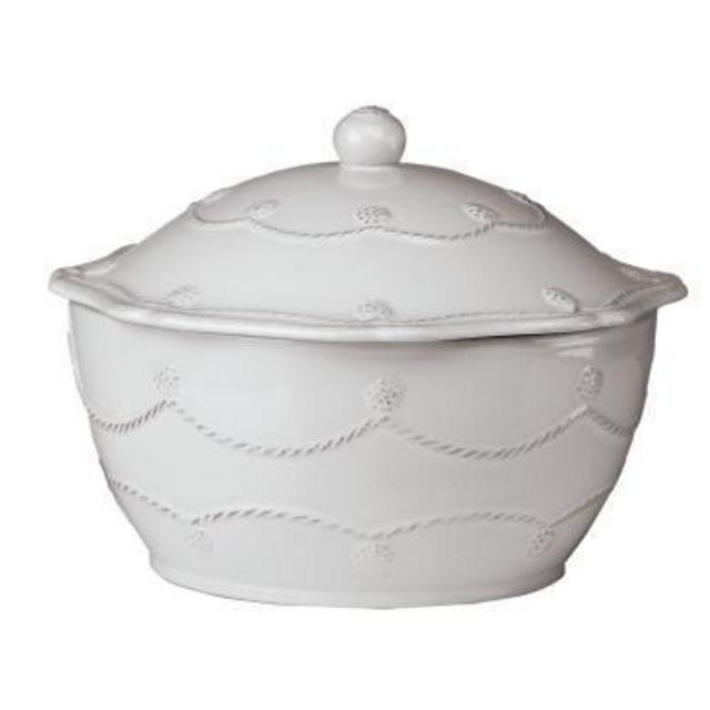 JULISKA BERRY & THREAD WHITE SMALL 8" ROUND COVERED CASSEROLE