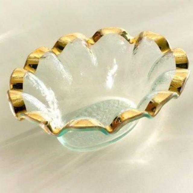 ANNIEGLASS RUFFLE GOLD OVAL DIP BOWL