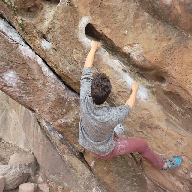Jake desperately needs new climbing shoes
