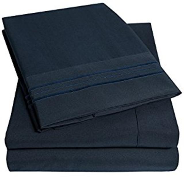 1500 Supreme Collection Extra Soft Full Sheets Set, Navy Blue - Luxury Bed Sheets Set With Deep Pocket Wrinkle Free Hypoallergenic Bedding, Over 40 Colors, Full Size, Navy