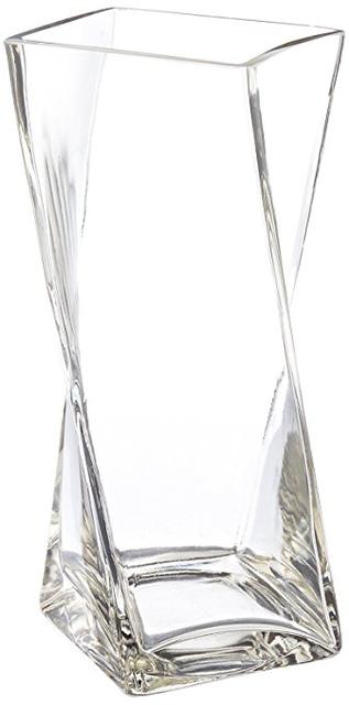 WGV Clear Square Twist Block Glass Vase, 10-Inch