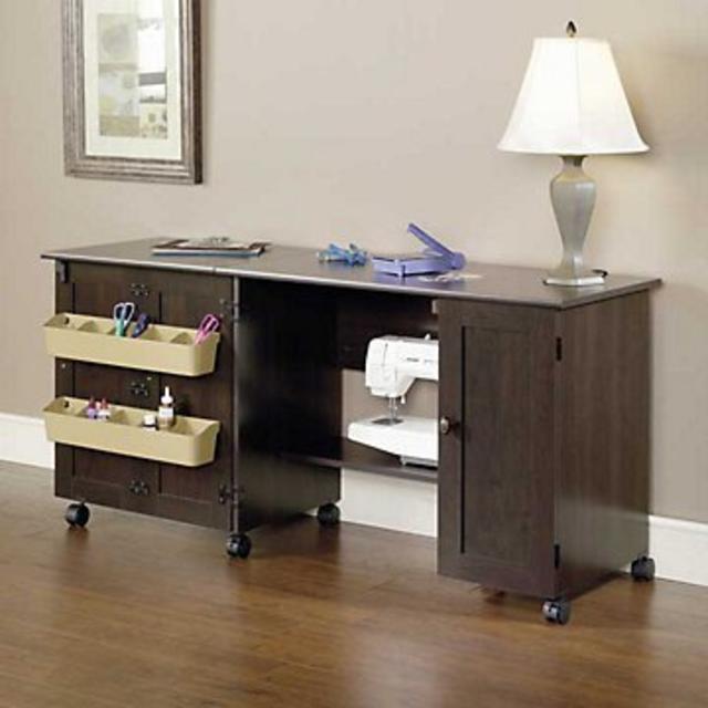 Sauder Sewing Craft Cart, Cinnamon Cherry Finish