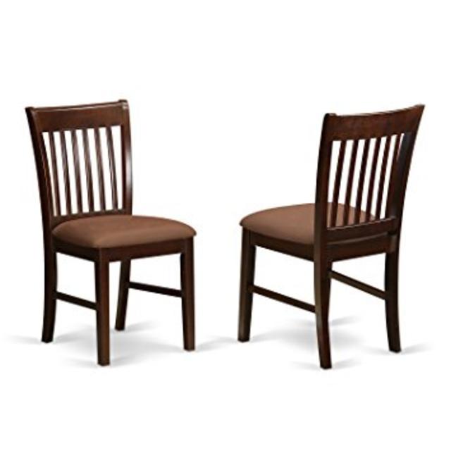 East West Furniture NFC-MAH-C Dining Room Chair Set with Upholstered Seat, Mahogany Finish, Set of 2