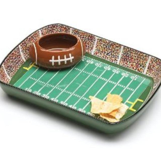 Burton and Burton Ceramic Football Stadium Chip and Dip Serving Set