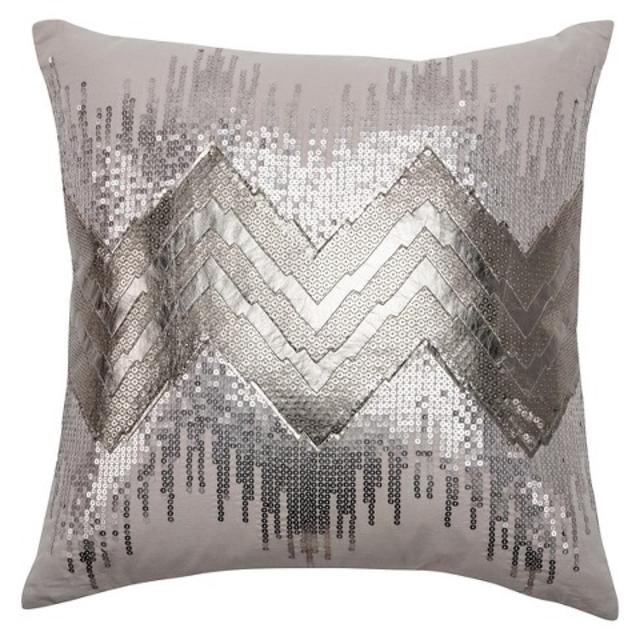 Rizzy Home Cotton Applique & Sequins Pillow - Grey/Silver (20"x20") product details page