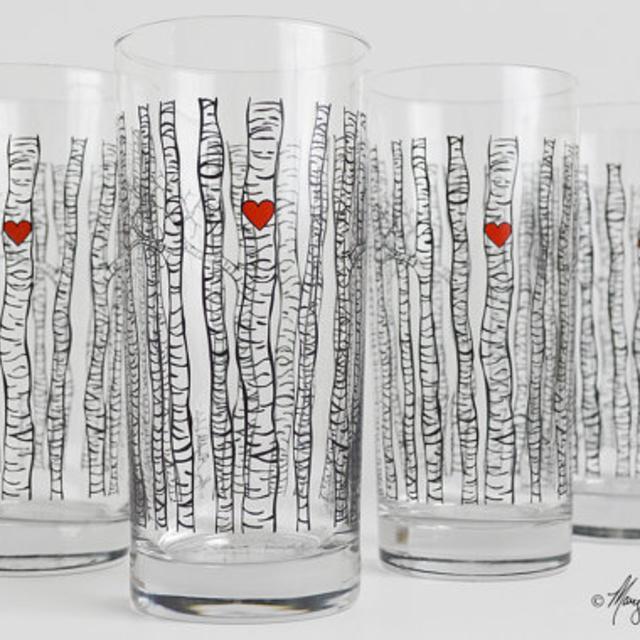 Birch Tree Glassware - Set of 4 Everyday Water Glasses