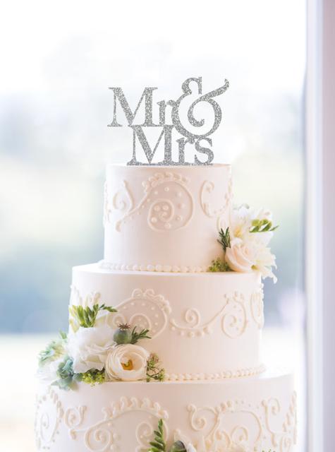 Glitter Mr & Mrs Cake Topper – Custom Wedding Cake Topper Available in 6 Glitter Options