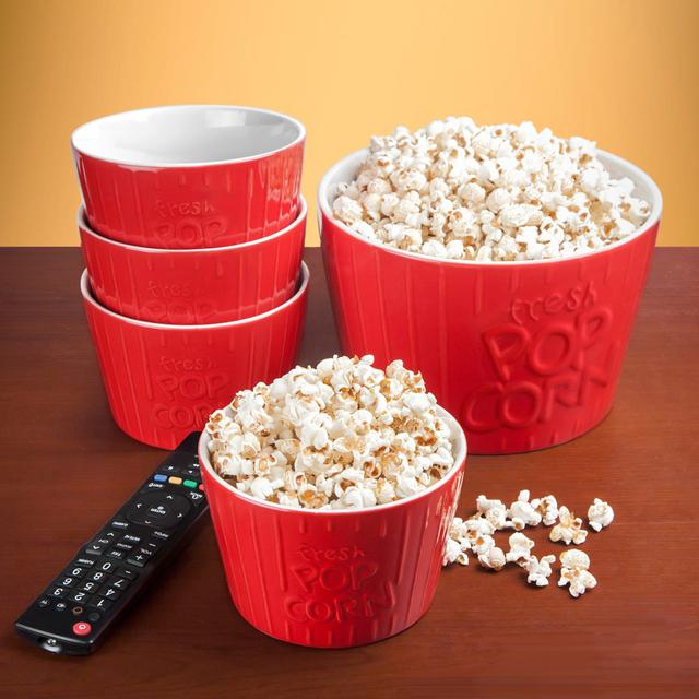Couch Time Ceramic Popcorn Bowl Set