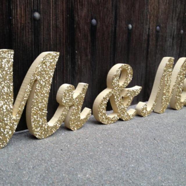 Glittery Mr & Mrs signs - sweetheart table signs