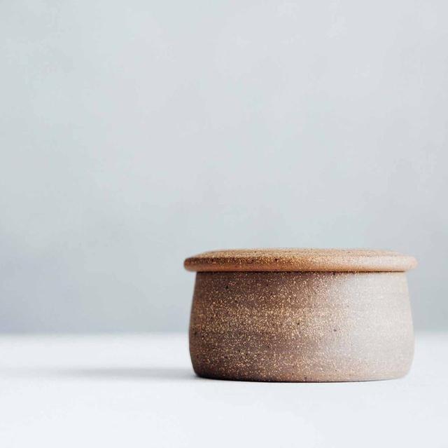 French Butter Keeper (brown unglazed exterior - white glazed interior)