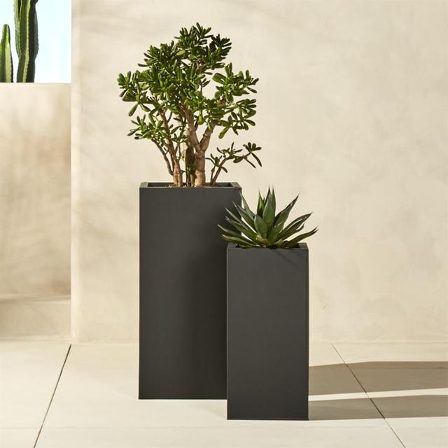 blox 24" tall galvanized charcoal planter