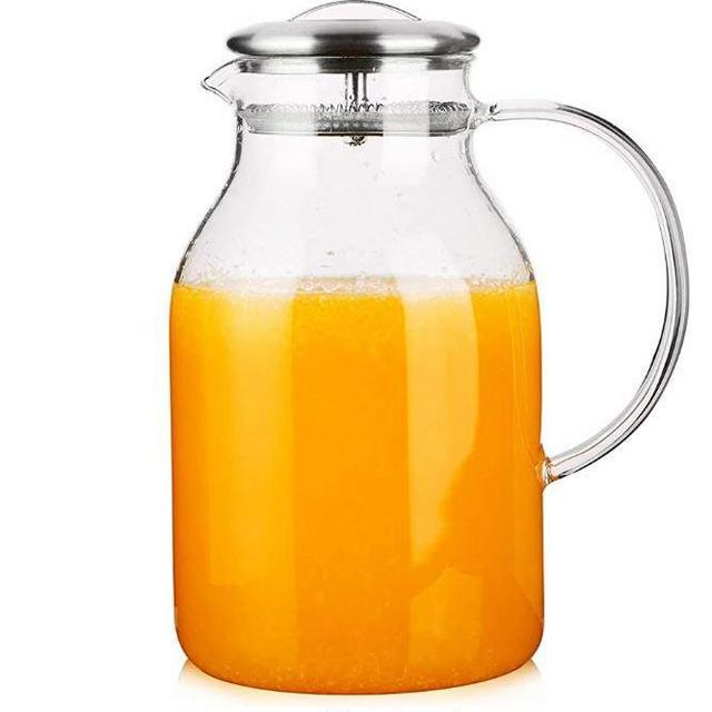 Glass Water Pitcher w/ Stainless Steel Lid