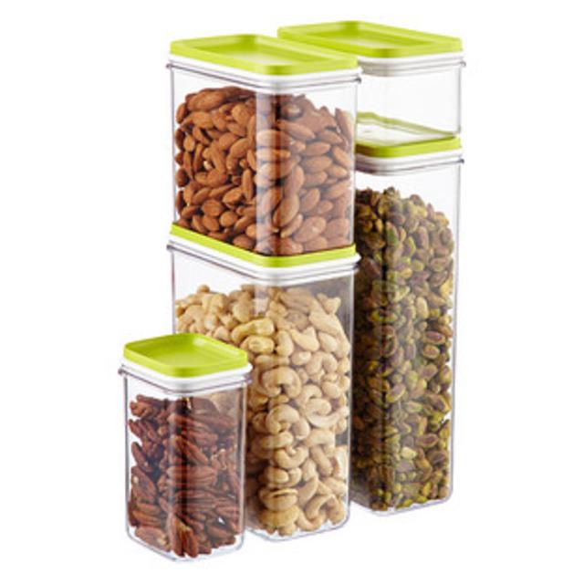 24 oz Narrow Stacking Canisters with Lime Lids