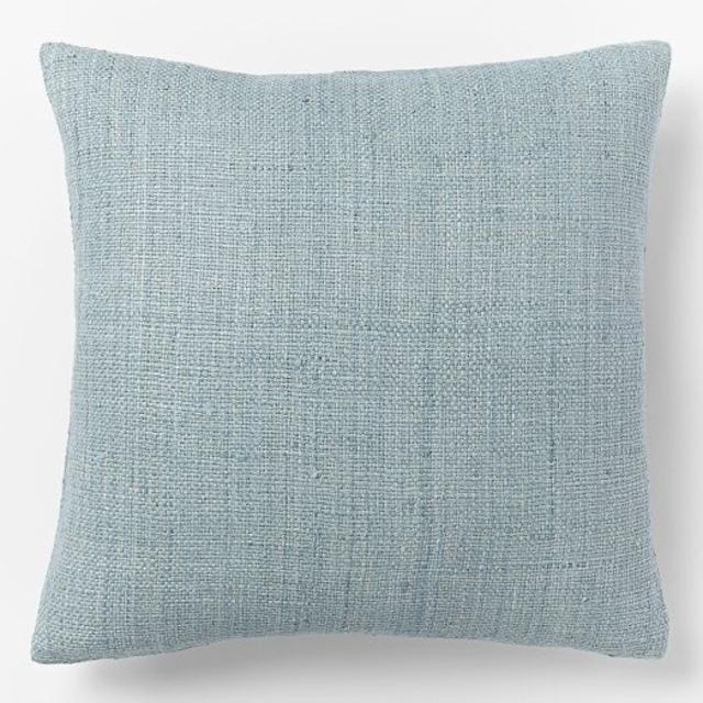 Solid Silk Hand-Loomed Pillow Cover - Light Pool