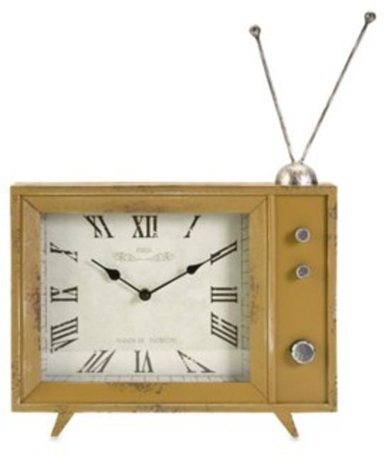 18" Garrett Retro TV Clock, Yellow