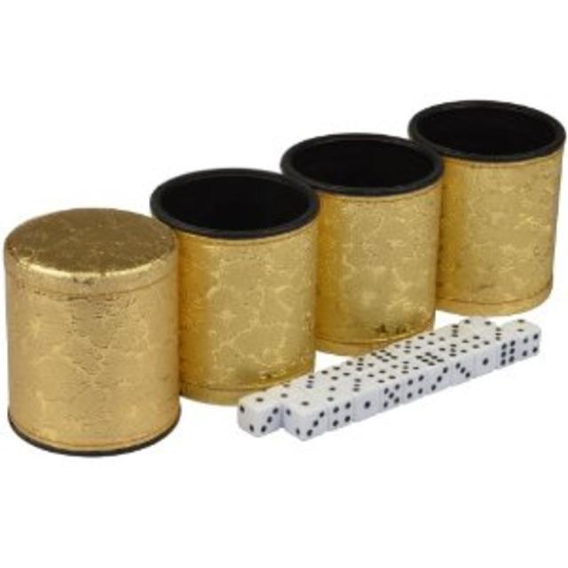 Liar's Dice Golden Cup Set - 4 Cups and 20 16mm Dice
