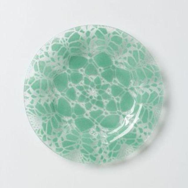Frosted Doily Dessert Plate - Green