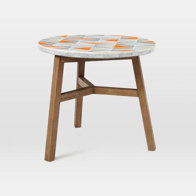 Mosaic Tiled Bistro Table - Mid-Century Orange