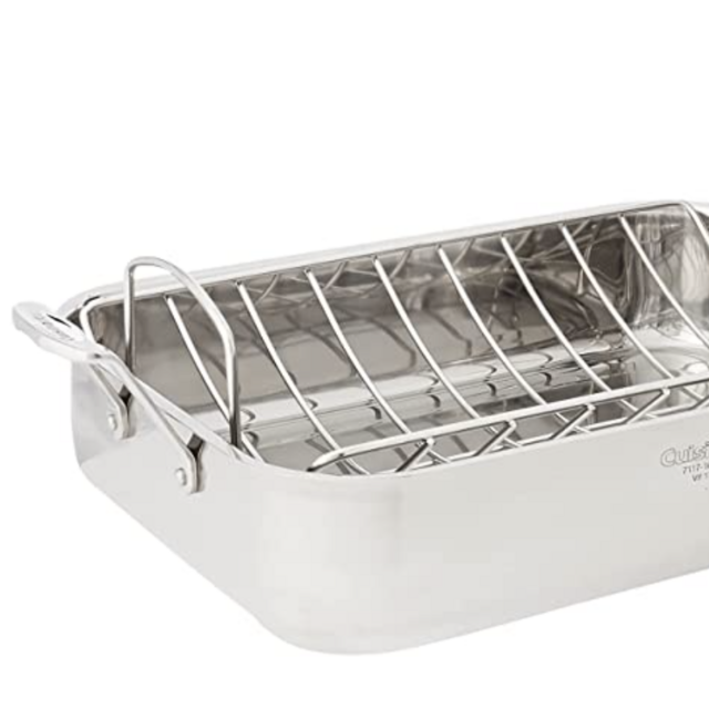Cuisinart Chef's Classic Stainless 16-Inch Rectangular Roaster with Rack, Roaster Rack