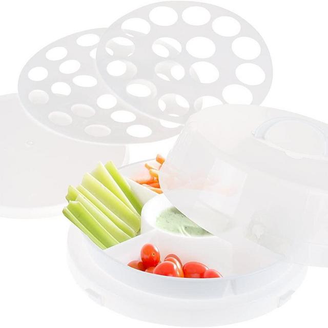 Classic Cuisine 4 in1 Veg & Dip, Bakery, Eggs Party Tray Travel Set, White