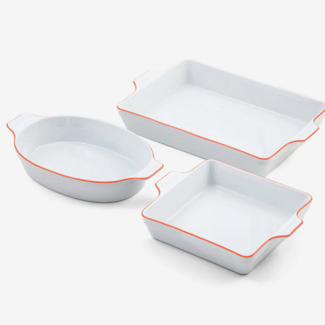 MADE-IN The Bakeware Set — White with Red Rim