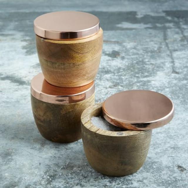 Wood + Copper Salt Cellar