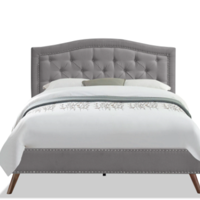 Exeter Queen Light Gray Upholstered Platform Bed