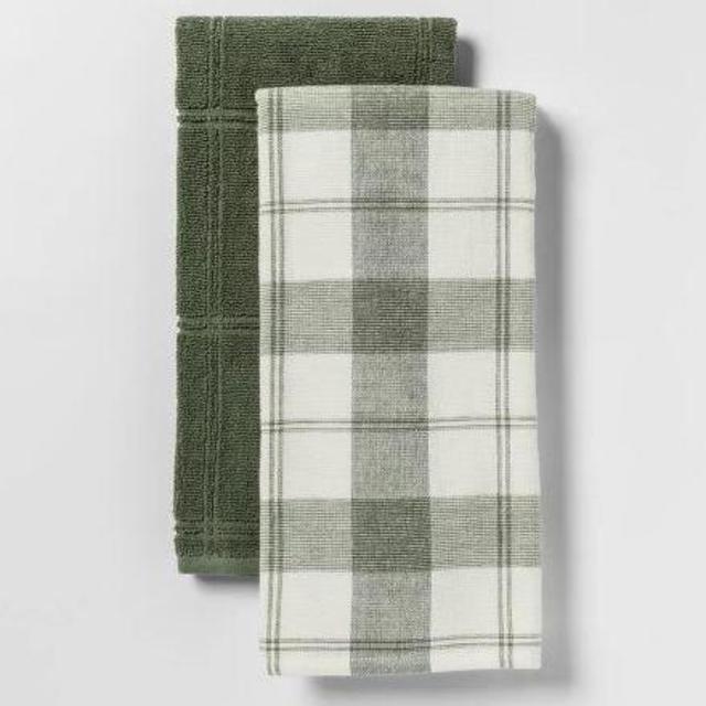Check With Solid Kitchen Towel 2pk - Threshold™
