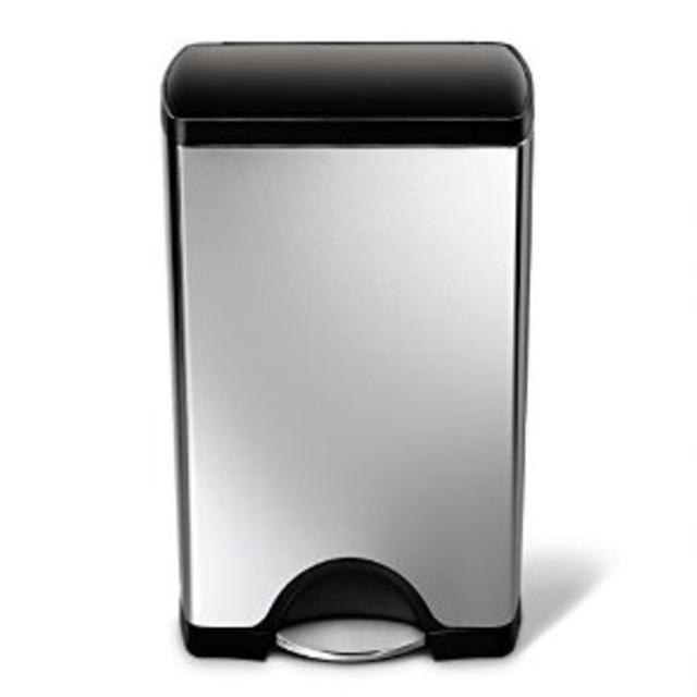 simplehuman Rectangular Step Trash Can, Stainless Steel, Plastic Lid, 38 L / 10 Gal