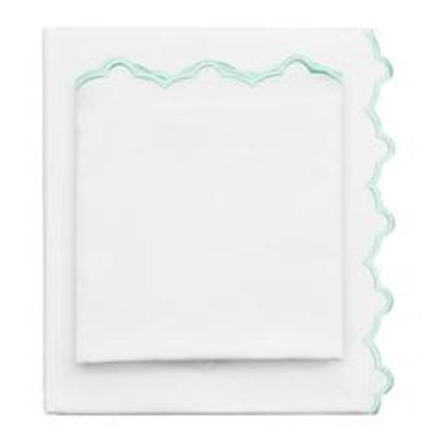 Mint Green Scalloped Embroidered Sheet Set